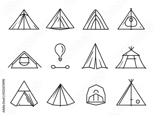 Tent Roof Ultra Minimalist Line Art 