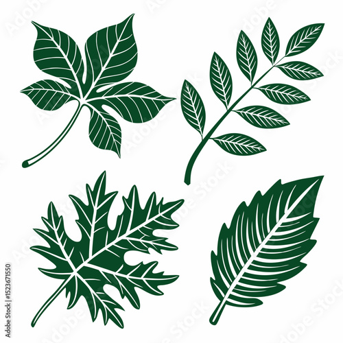 green leaf icons vector 