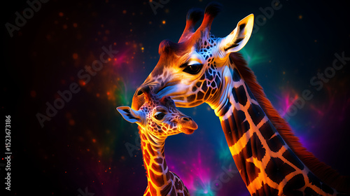 Heartwarming Scene of Masai Giraffe Calf Sharing First Moments With Mother, AI Generated