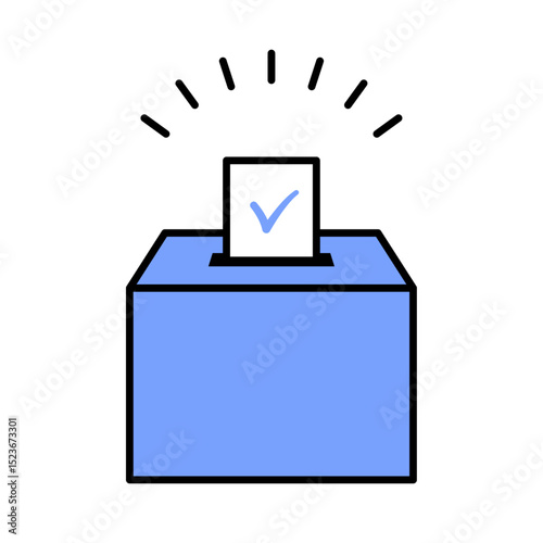 Election ballot icon. Illustration of an election with ballots in the ballot box.