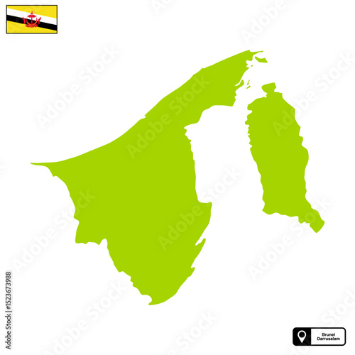 Brunei Darussalam country map vector isolated on transparent background