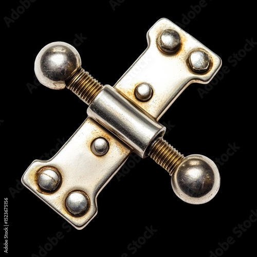 Wallpaper Mural Steel hinge for cabinet doors or gates with visible screws, showcasing polished metallic finish and sturdy design. This hinge combines functionality with sleek aesthetic, perfect for various Torontodigital.ca