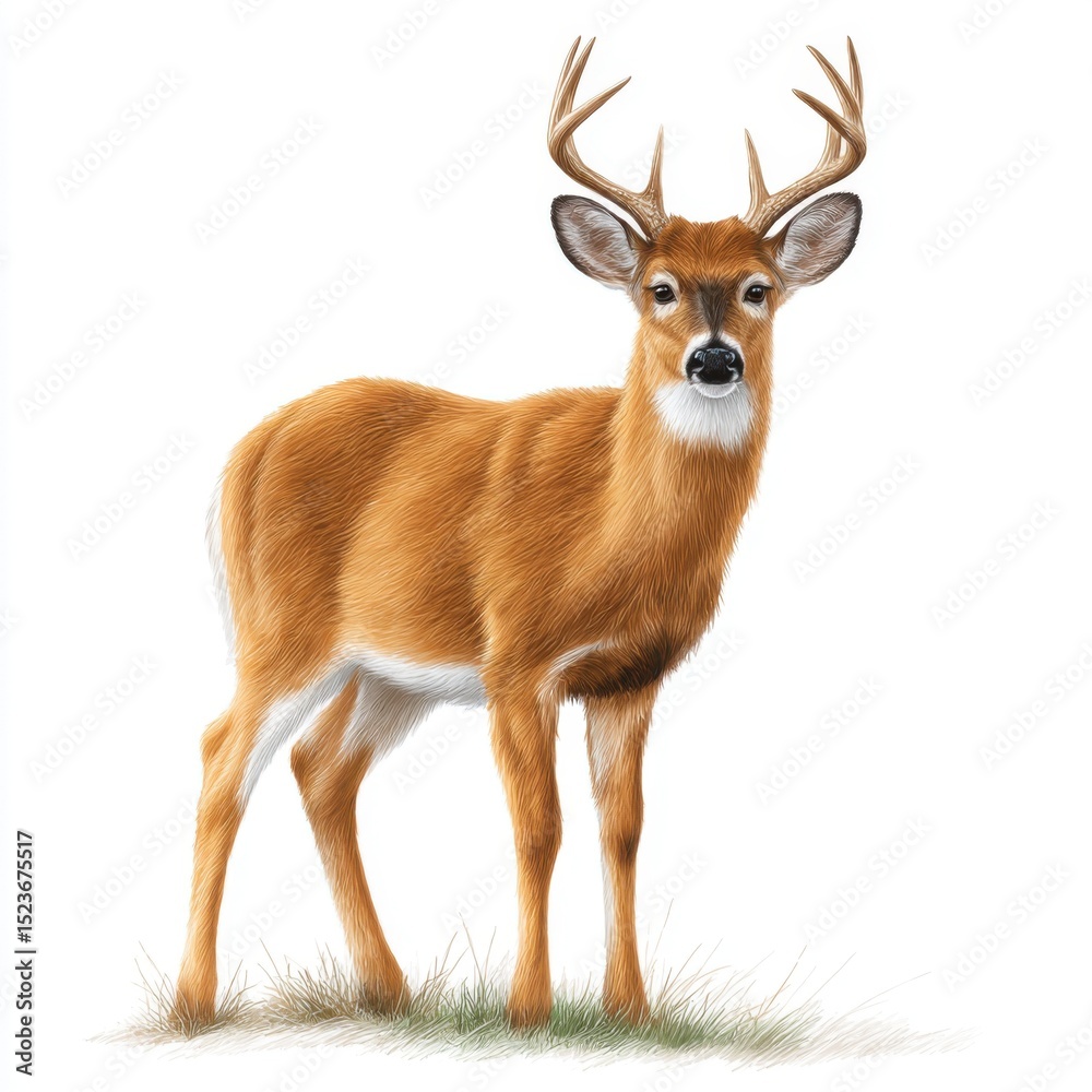 Fototapeta premium Graceful deer in natural habitat wildlife illustration tranquil environment artistic viewpoint