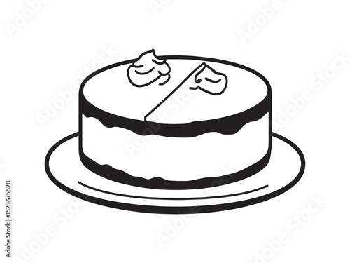Tiramisu Cheesecake Minimalist 2D Line Art Set 