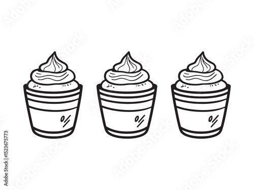 Tiramisu Cup Minimalist 2D Line Art Set 