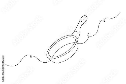 Fraying pan one line drawing minimalist style

