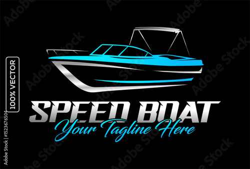 Marine Detailing Logo , Boat Ship Yacht vector template black background