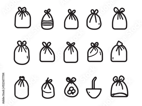 Trash Bags Minimalist 2D Line Art Set 