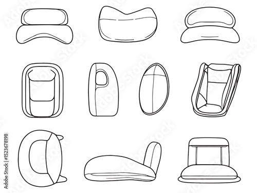 Travel Pillow Minimalist 2D Line Art Set 