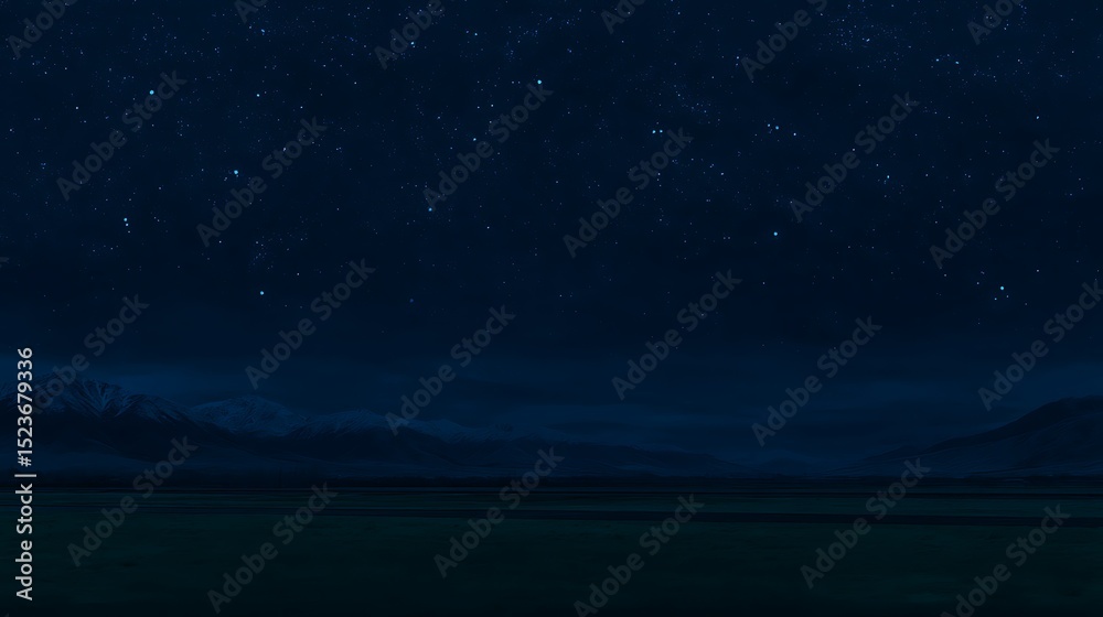 Naklejka premium Starry night over dark mountain range