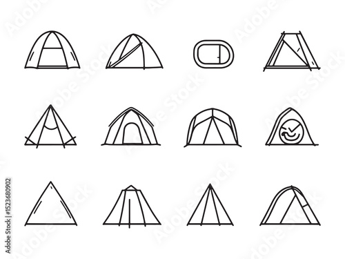 Ultralight Tent Minimalist 2D Line Art 