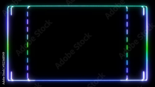 Abstract frame animation with glowing edges. Light shapes moving across dark background. frame, animation, abstract, glowing, edges, light, shapes, moving, dark, background, visual, artistic, effect
