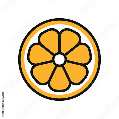 Flat orange fruit icon, ideal for healthy food, citrus drinks, organic brands, and summer visuals.