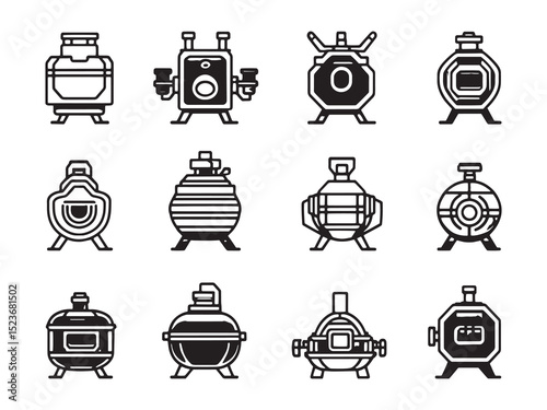 Vacuum Furnace Minimalist Line Art Set 