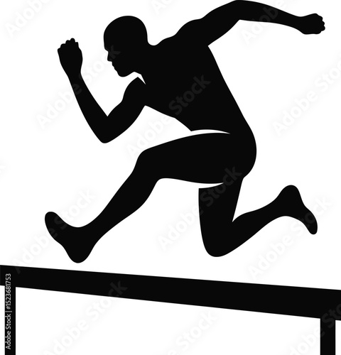 Athlete Clearing Hurdle Dynamic Silhouette of a Runner in Action