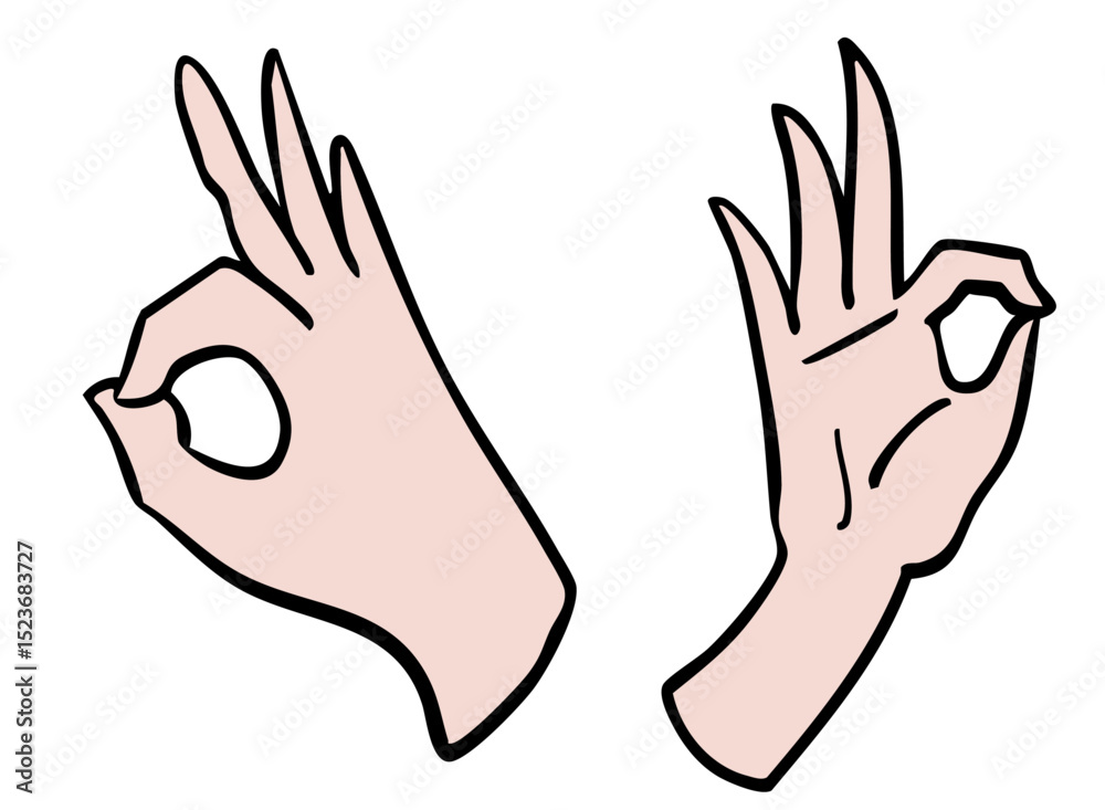 Obraz premium OKサインのジェスチャーをしている手書きイラスト ベクター カラー