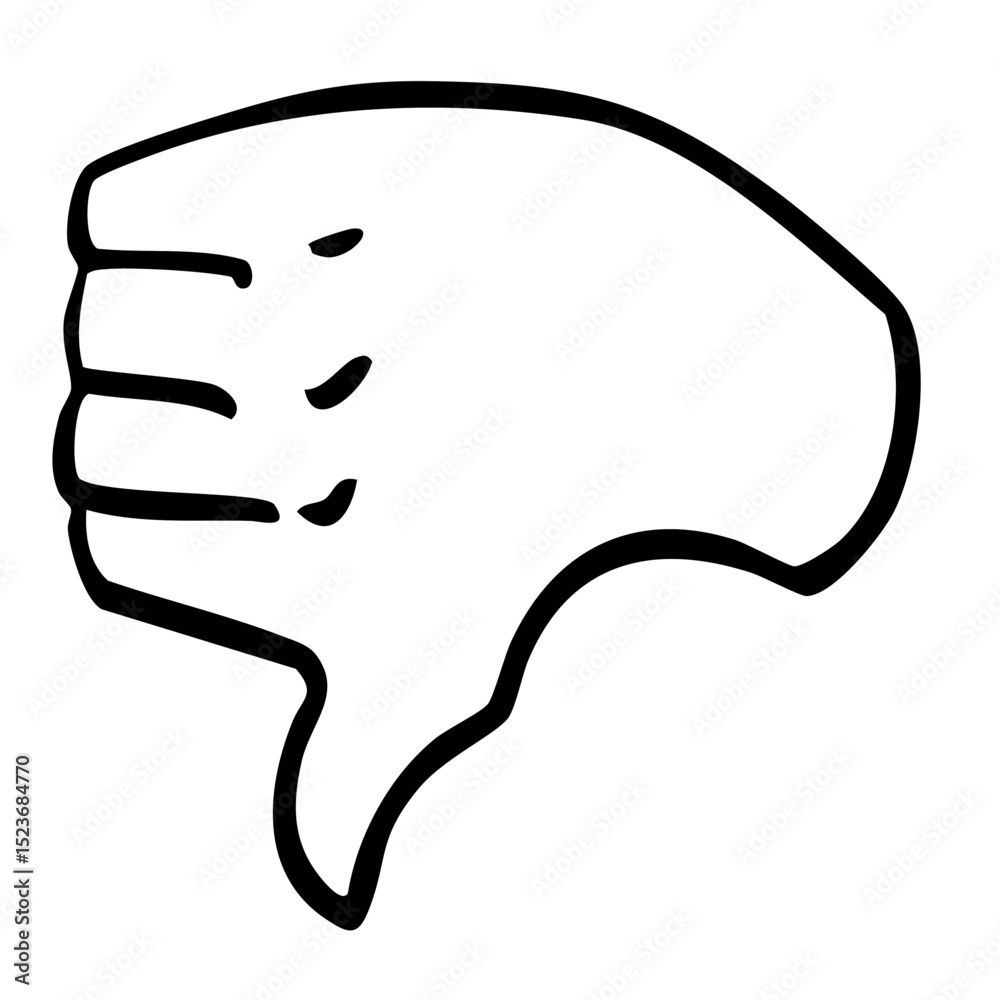 Fototapeta premium 否定と主張を表現する親指ジェスチャーイラスト ベクター黒