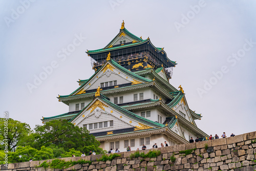 Tenshu, the most famous castle in Osaka, Japan