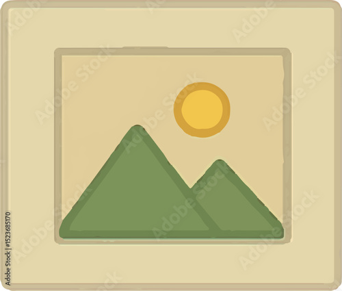 A vintage photo frame with a mountain image, ideal for showcasing photography in design portfolios