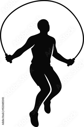 Silhouette of a Person Jumping Rope Fitness, Exercise, and Workout Illustration