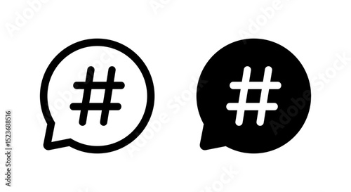 Hastag on speech bubble icon. Keyword sign symbol