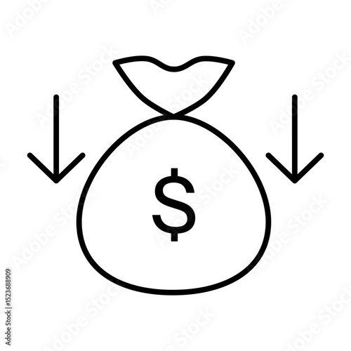 money bag economy recession line icon with editable stroke