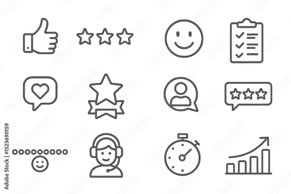 Fototapeta premium Customer feedback icons for review and satisfaction evaluation