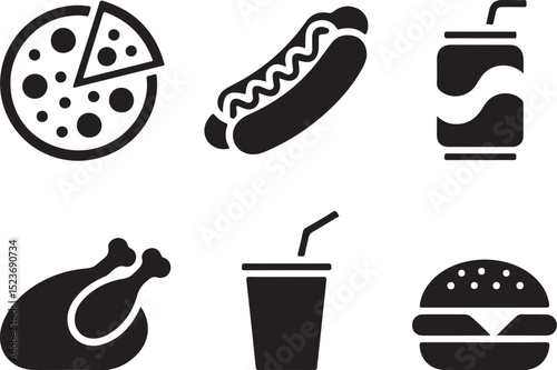 Hot dog with ketchup & mustard

Hot dog with steam lines (to show it's hot)

Silhouette style or line art style

Cute cartoon version for kids menu
