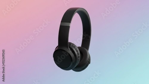 Black headphones against soft gradient background