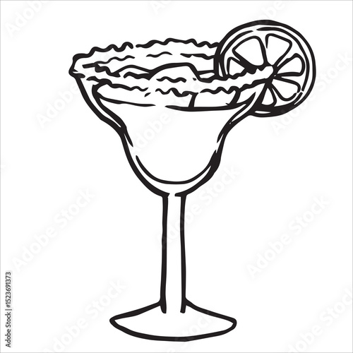 Cocktail Margarita. Vector illustration in doodle style.