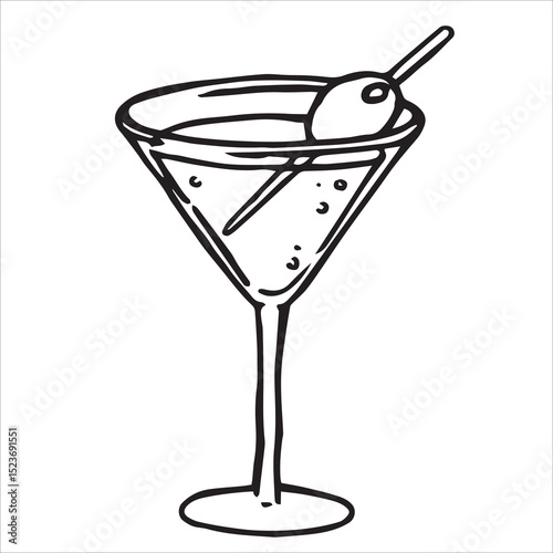 Martini cocktail. Vector illustration in doodle style.