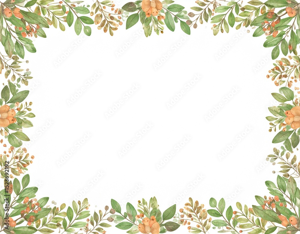 Fototapeta premium 緑の葉が生い茂るボタニカルなフレーム
