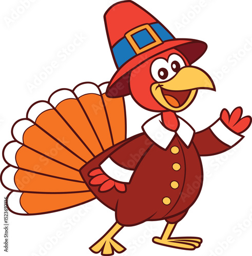 Happy thanksgiving turkey cartoon character illustration