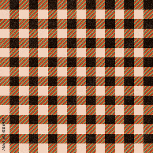 Abstract brown earth tones bold plaid, gingham seamless pattern background. Classic art reto textiles.
