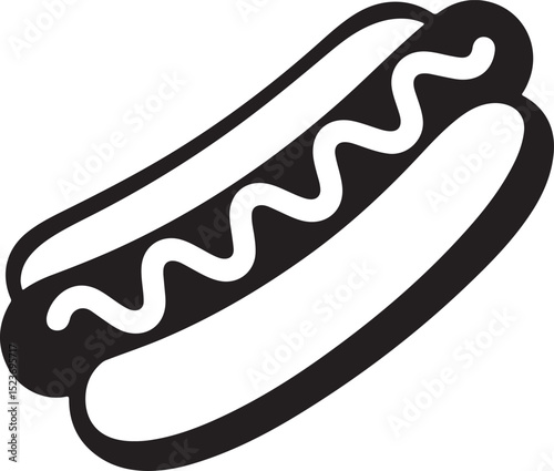 Hot dog with ketchup & mustard

Hot dog with steam lines (to show it's hot)

Silhouette style or line art style

Cute cartoon version for kids menu