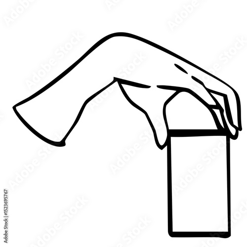カードやスマホを持つ手のジェスチャーのイラスト　ベクター黒