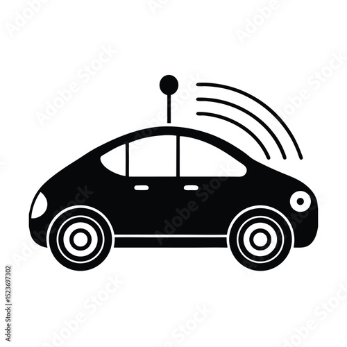 Autonomous Car Icon Black and White