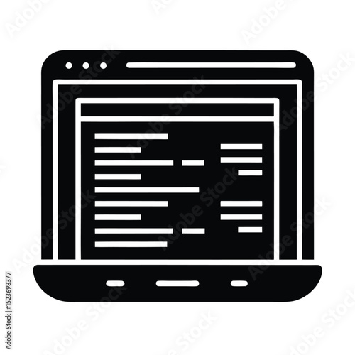 Laptop with code or text icon