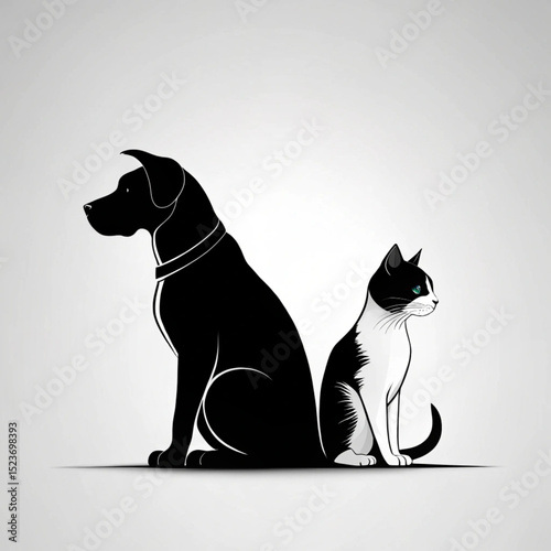 cat and dog together | A loyal duo | Best friends forever | Cat and dog silhouettes | Furry companions | Shadow and Snow | Abstract dogs and cats
