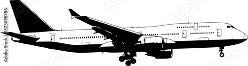 a black and white silhouette of a large passenger jet airplane
