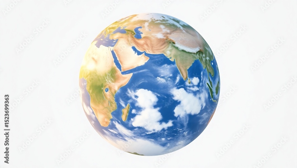 Obraz premium Planet Earth – Realistic Globe Illustration with Clouds and Continents