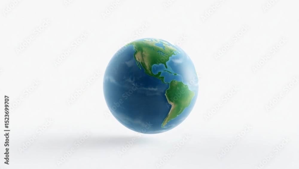 Fototapeta premium Planet Earth – Realistic Globe Illustration with Clouds and Continents