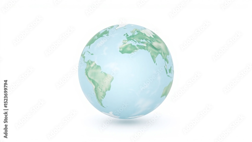 Fototapeta premium Planet Earth – Realistic Globe Illustration with Clouds and Continents