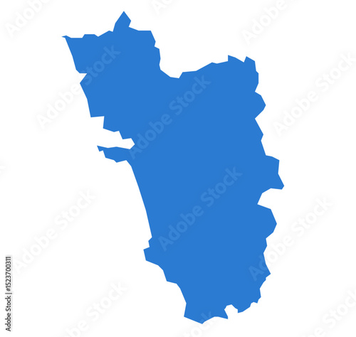 Goa Blue Vector Map Flat State Silhouette for Digital Designs