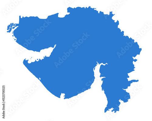 Gujarat Blue Vector Map Flat State Silhouette for Digital Designs
