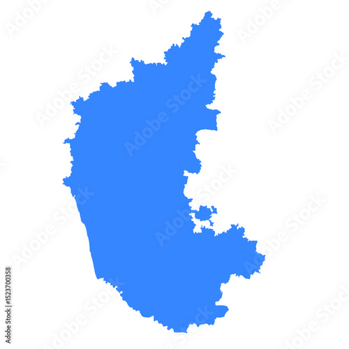 Karnataka Blue Vector Map  Flat State Silhouette for Digital Designs