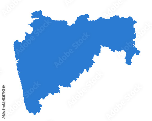 Maharashtra Blue Vector Map  Flat State Silhouette for Digital Designs
