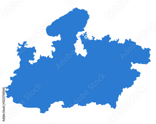 Madhya Pradesh Blue Vector Map  Flat State Silhouette for Digital Designs