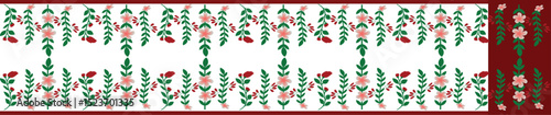 saree design illustration, white saree with red border, puja saree