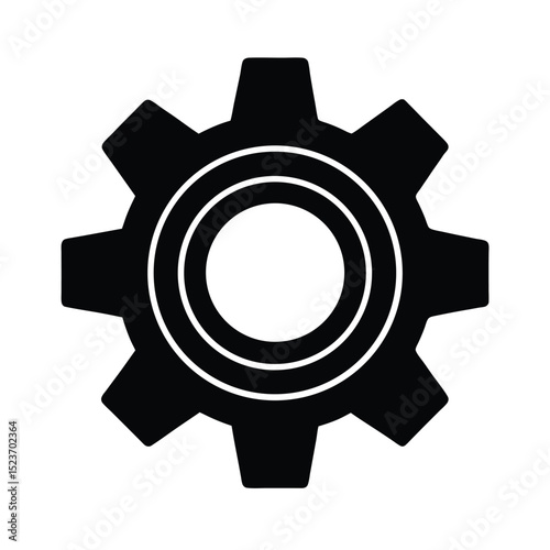 Black and White Gear Cog Icon
